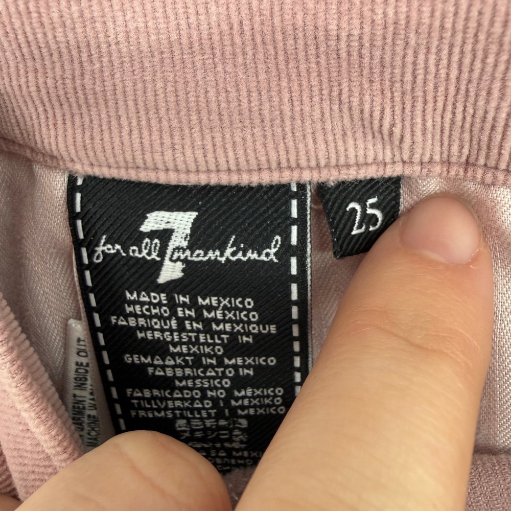 7 FOR ALL MANKIND MAUVE PINK BUTTON DOWN‎ CORDUROY MINI SKIRT SZ 25 NWT - Picture 4 of 7